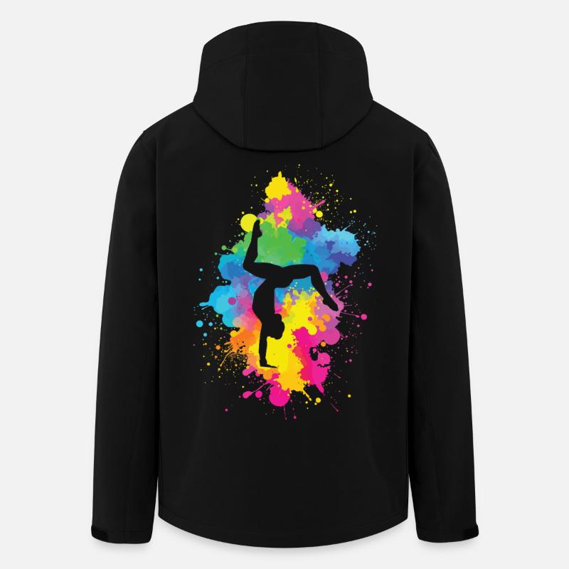 Akrobatiek mit Farbexplosion - Recycelte Männer Softshell-Jacke von Stanley/Stella - Schwarz