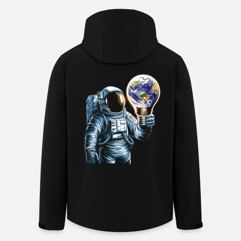 Astronaute spatial avec lampe globe - Veste softshell homme en polyester recyclé Stanley/Stella - noir