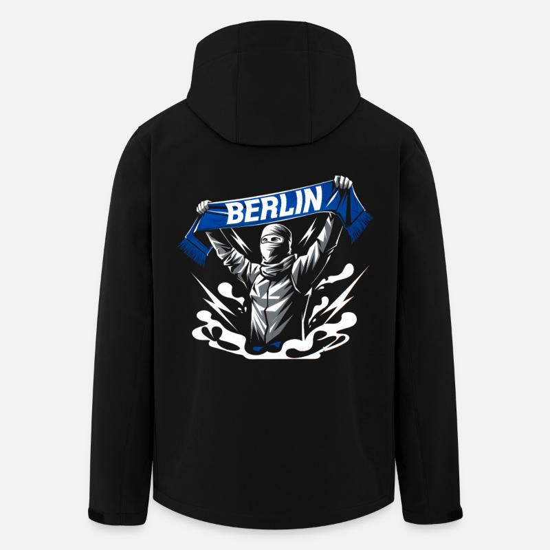 Stilisierte Neon-Graffiti Berlin Szene - Recycelte Männer Softshell-Jacke von Stanley/Stella - Schwarz