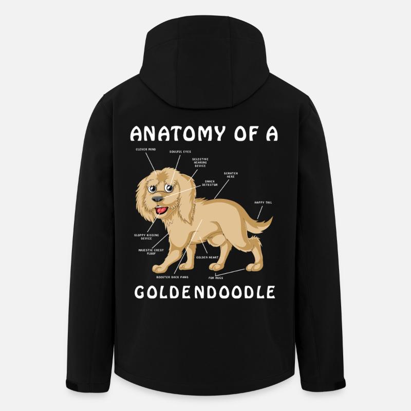 Golden Doodle Anatomical Illustration - Men’s Recycled Softshell Jacket by Stanley/Stella - black