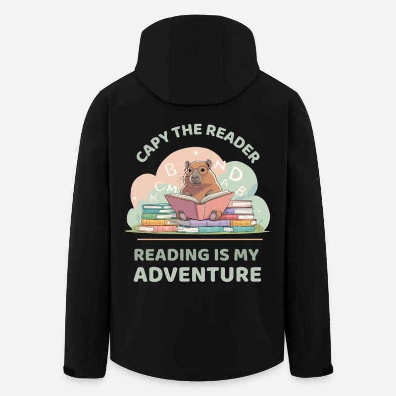 Capybara while reading - Reading adventure - Men’s Recycled Softshell Jacket by Stanley/Stella - black