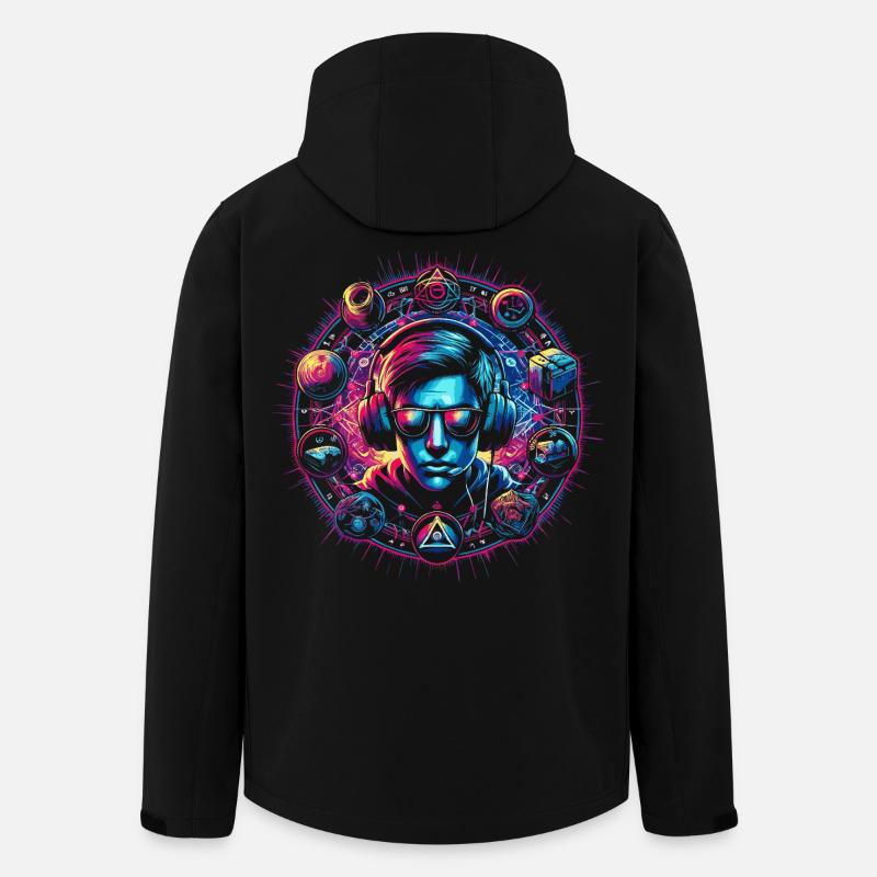 Neon Cyber Gaming Sage Design - Men’s Recycled Softshell Jacket by Stanley/Stella - black
