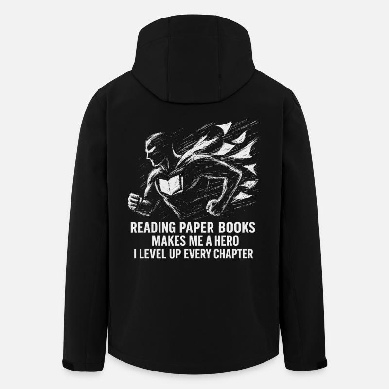 Heroic Book Lover Illustration - Men’s Recycled Softshell Jacket by Stanley/Stella - black