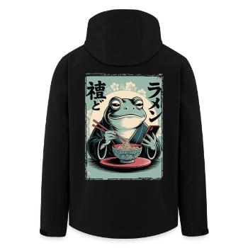 Lustiger Frosch, mürrisch, Japanische Kunst, Ramen - Recycelte Männer Softshell-Jacke von Stanley/Stella - Schwarz - Hinten - AI Model Male 185 light (185cm)