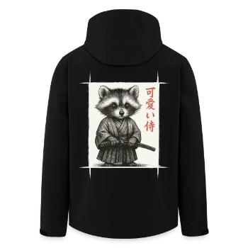 Samurai Waschbär, Kawaii, Japanischer Kunst - Recycelte Männer Softshell-Jacke von Stanley/Stella - Schwarz - Hinten - AI Model Male 185 light (185cm)