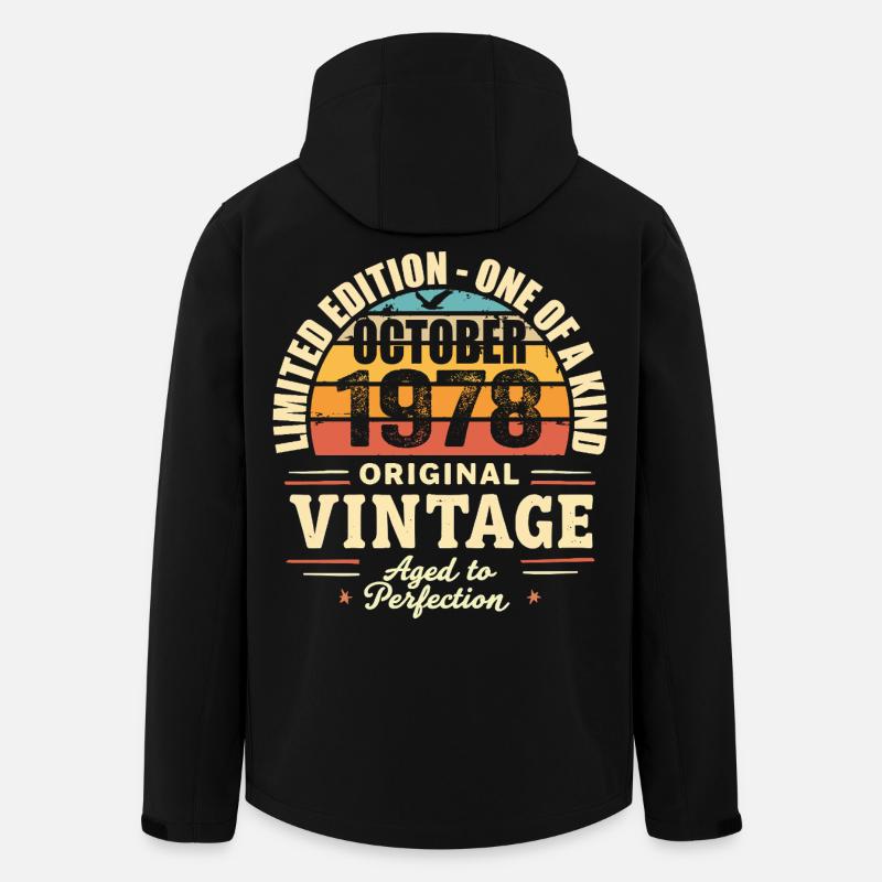 Rétro Octobre 1978 - birthday october 1978 - Veste softshell homme en polyester recyclé Stanley/Stella - noir
