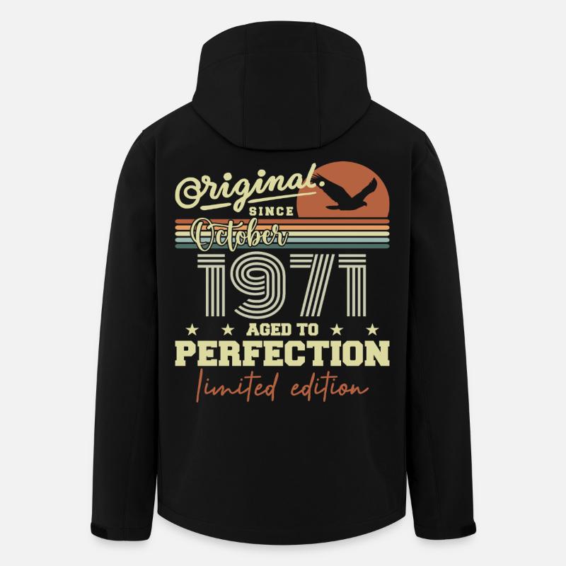 1971 Octobre 1971 anniversaire octobre 1971 - Veste softshell homme en polyester recyclé Stanley/Stella - noir