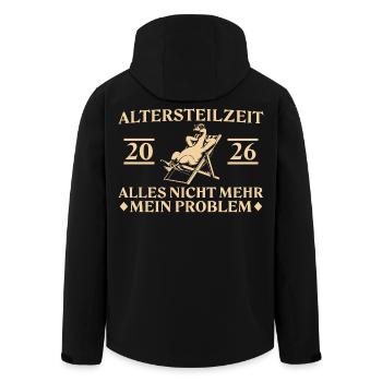 Partial retirement 2026 - goose in a deck chair - Men’s Recycled Softshell Jacket by Stanley/Stella - black - Back - AI Model Male 185 light (185cm)