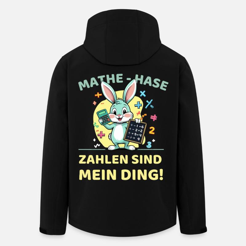 Mathe-Hase mit Taschenrechner und Tafel - Recycelte Männer Softshell-Jacke von Stanley/Stella - Schwarz