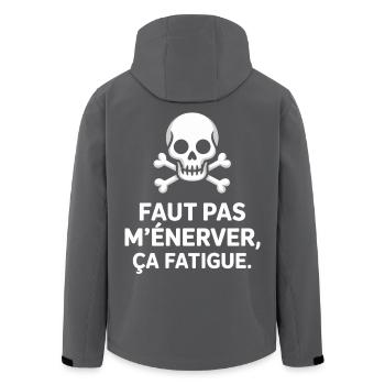 Faut pas m’énerver ça fatigue Humour Noir & Drôle - Veste softshell homme en polyester recyclé Stanley/Stella - noir - Dos - AI Model Male 185 light (185cm)