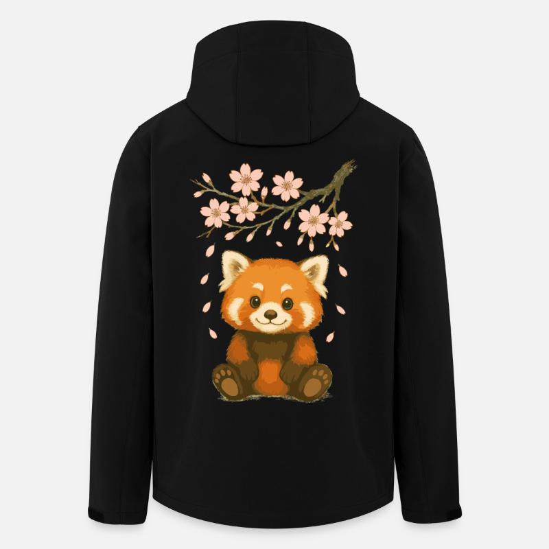 Roter Panda, Pandabär, Japanisch, Kirschblüten - Recycelte Männer Softshell-Jacke von Stanley/Stella - Schwarz