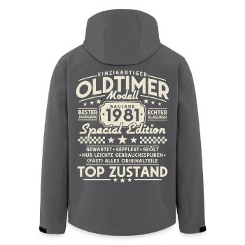 Oldtimer_1981_Jahrgang_Vintage_Retro_Geburtstag - Recycelte Männer Softshell-Jacke von Stanley/Stella - Schwarz - Hinten - AI Model Male 185 light (185cm)
