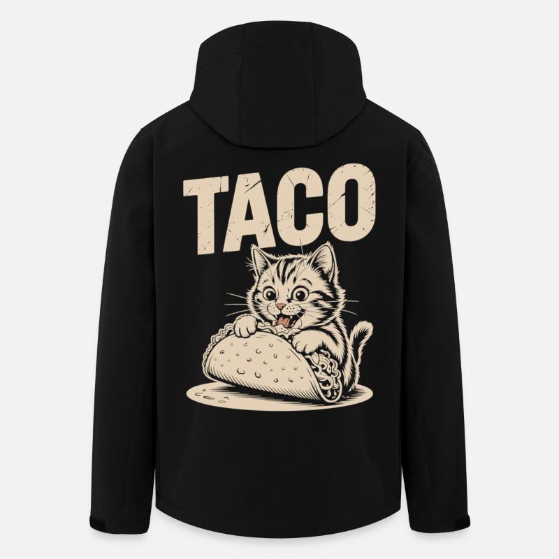 Humorous Taco Cat Print - Men’s Recycled Softshell Jacket by Stanley/Stella - black