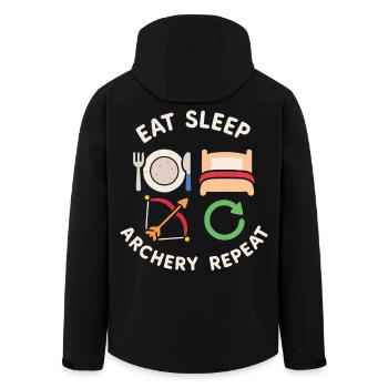 Eat Sleep Archery Repeat Funny Archer Bow - Men’s Recycled Softshell Jacket by Stanley/Stella - black - Back - AI Model Male 185 light (185cm)