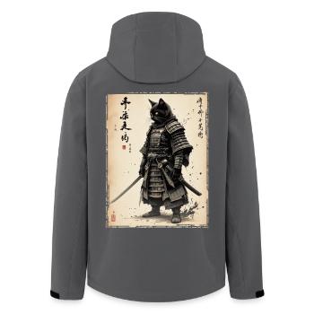 Samurai Cat, Japanese Warrior &amp; Fighter - Men’s Recycled Softshell Jacket by Stanley/Stella - black - Back - AI Model Male 185 light (185cm)