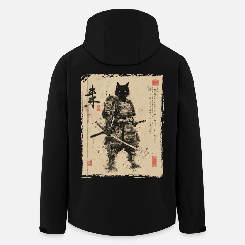 Samurai Katze, Japanischer Krieger & Kämpfer - Recycelte Männer Softshell-Jacke von Stanley/Stella - Schwarz