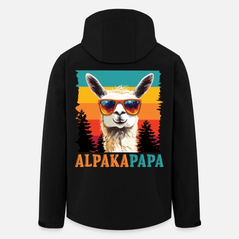 Pères ALPAGA PAPA Rétro Lama Drôle - Veste softshell homme en polyester recyclé Stanley/Stella - noir