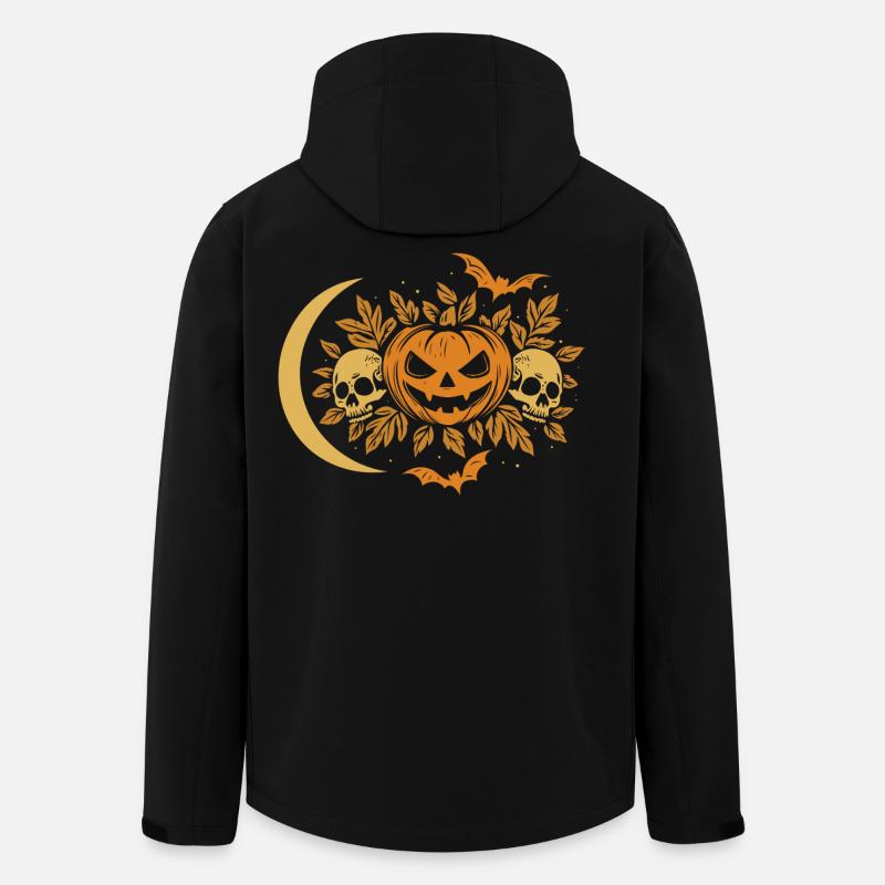 Halloween græskar med kranier og måne - Stanley/Stella herre softshelljakke i genanvendt polyester - sort