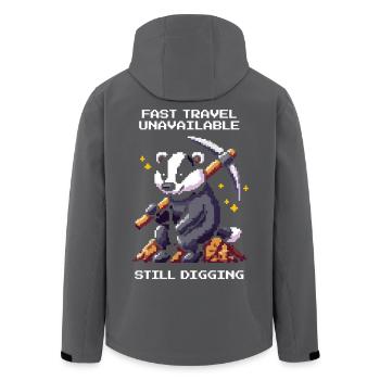 Fast travel unavailable | Dachs, Buddeln, Humor - Recycelte Männer Softshell-Jacke von Stanley/Stella - Schwarz - Hinten - AI Model Male 185 light (185cm)