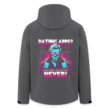 Des applications de rencontres ? Je rencontre des filles à l’ancienne - jamais ! - Veste softshell homme en polyester recyclé Stanley/Stella - noir - Dos - AI Model Male 185 light (185cm)