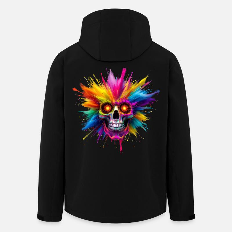 Bunter Totenkopf mit Farbexplosion - Recycelte Männer Softshell-Jacke von Stanley/Stella - Schwarz