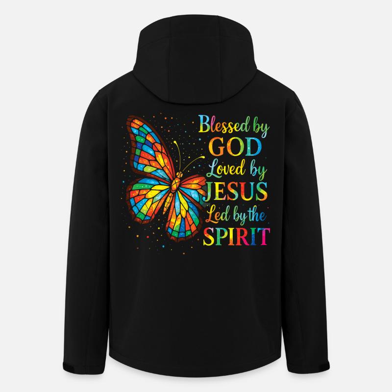 Loved By Jesus Christian Butterfly - Men’s Recycled Softshell Jacket by Stanley/Stella - black