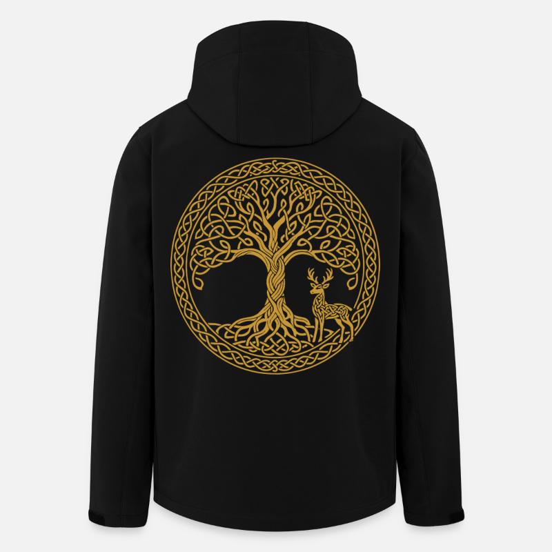 Baum Des Lebens Hirsch Symbol Achtsamkeit - Recycelte Männer Softshell-Jacke von Stanley/Stella - Schwarz