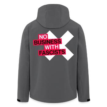 NO BUSINESS WITH FASCISTS - Men’s Recycled Softshell Jacket by Stanley/Stella - black - Back - AI Model Male 185 light (185cm)