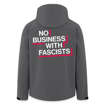 NO BUSINESS WITH FASCISTS - Men’s Recycled Softshell Jacket by Stanley/Stella - black - Back - AI Model Male 185 light (185cm)
