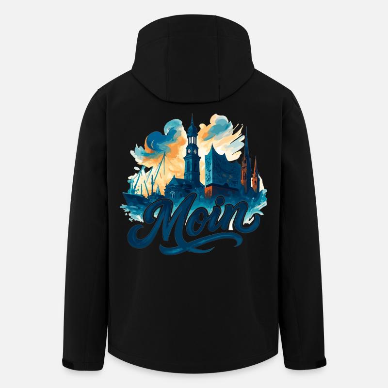 Hamburg Moin Stadt Silhouette maritim Geschenk - Recycelte Männer Softshell-Jacke von Stanley/Stella - Schwarz
