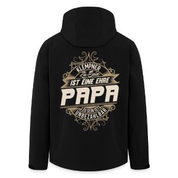 Klempner Papa - Recycelte Männer Softshell-Jacke von Stanley/Stella - Schwarz - Hinten - AI Model Male 185 light (185cm)