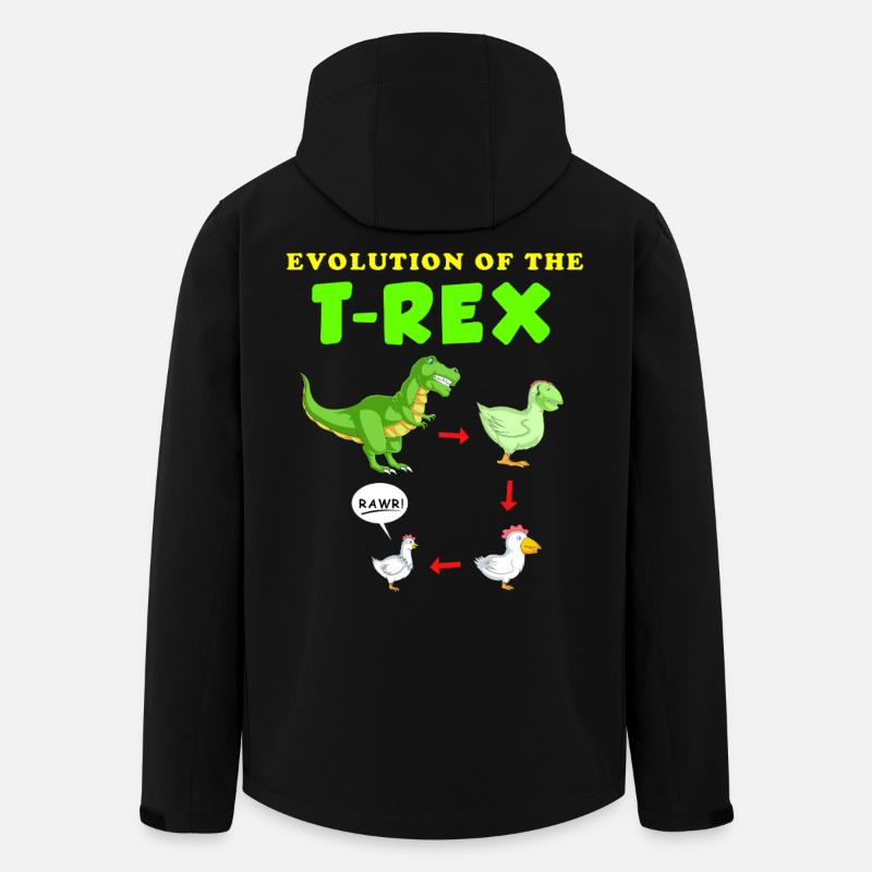 Évolution de l’illustration du dinosaure T-Rex - Veste softshell homme en polyester recyclé Stanley/Stella - noir