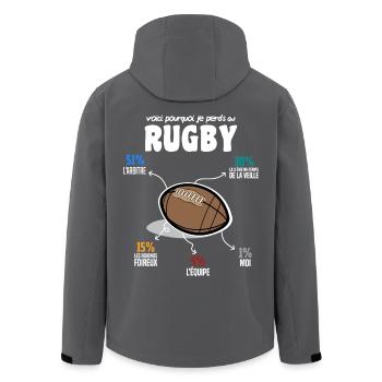 Rugby Humour Cadeau Papa Humour Rugbyman - Veste softshell homme en polyester recyclé Stanley/Stella - noir - Dos - AI Model Male 185 light (185cm)