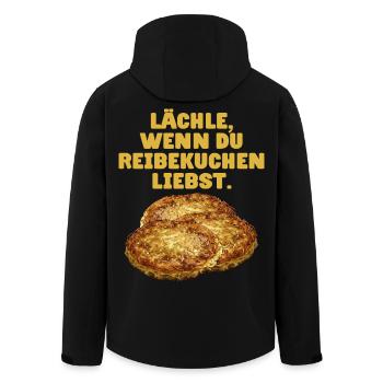 Potato pancakes funny saying Rievkooche - Men’s Recycled Softshell Jacket by Stanley/Stella - black - Back - AI Model Male 185 light (185cm)