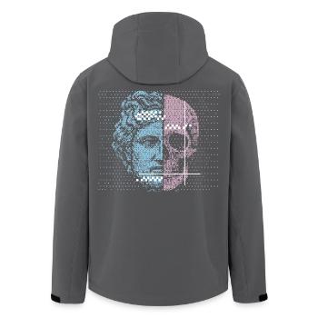 Digital Split Ancient Face Skull Art Design - Men’s Recycled Softshell Jacket by Stanley/Stella - black - Back - AI Model Male 185 light (185cm)