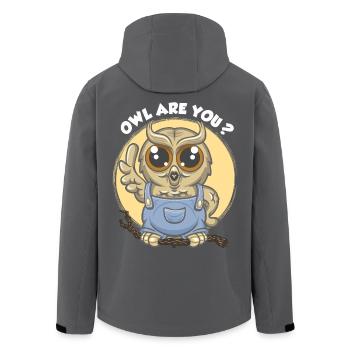 Eule bist du ? - Recycelte Männer Softshell-Jacke von Stanley/Stella - Schwarz - Hinten - AI Model Male 185 light (185cm)