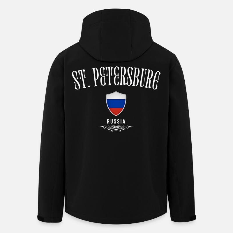 J’aime Saint-Pétersbourg, Saint-Pétersbourg Russie - Veste softshell homme en polyester recyclé Stanley/Stella - noir