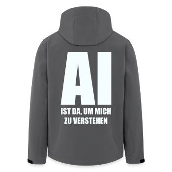 L’IA est là pour me comprendre - en blanc - Veste softshell homme en polyester recyclé Stanley/Stella - noir - Dos - AI Model Male 185 light (185cm)