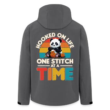 Crochet Knitting One Stitch At A Time - Men’s Recycled Softshell Jacket by Stanley/Stella - black - Back - AI Model Male 185 light (185cm)
