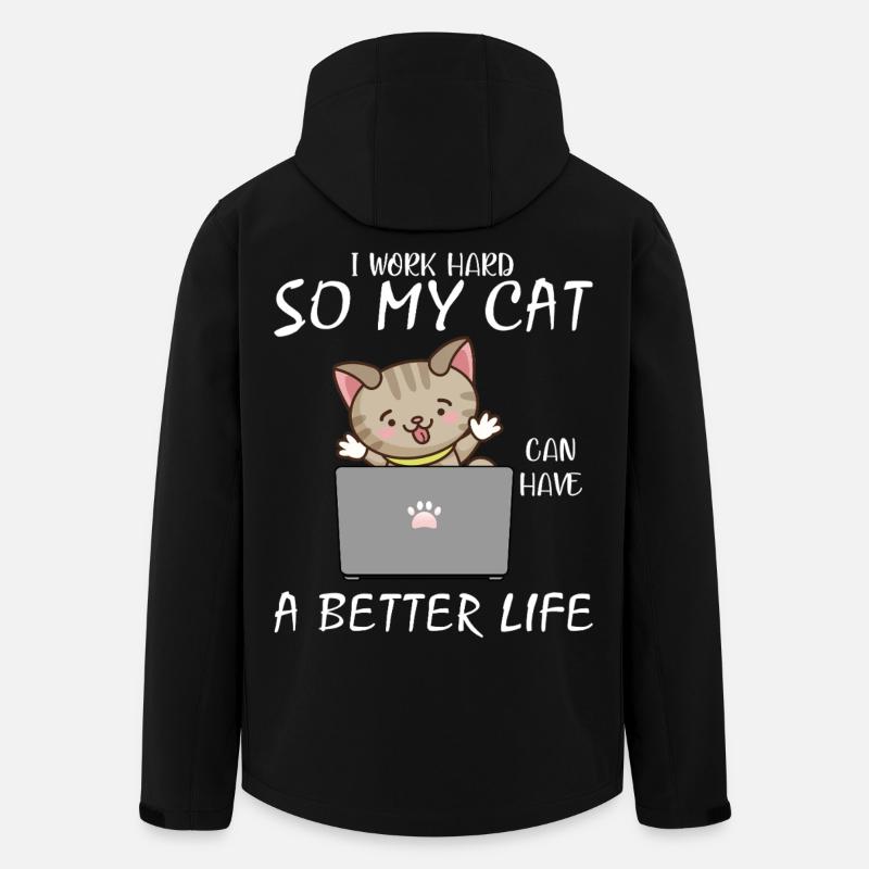 Entzückende Katzenarbeit Motivation Design - Recycelte Männer Softshell-Jacke von Stanley/Stella - Schwarz