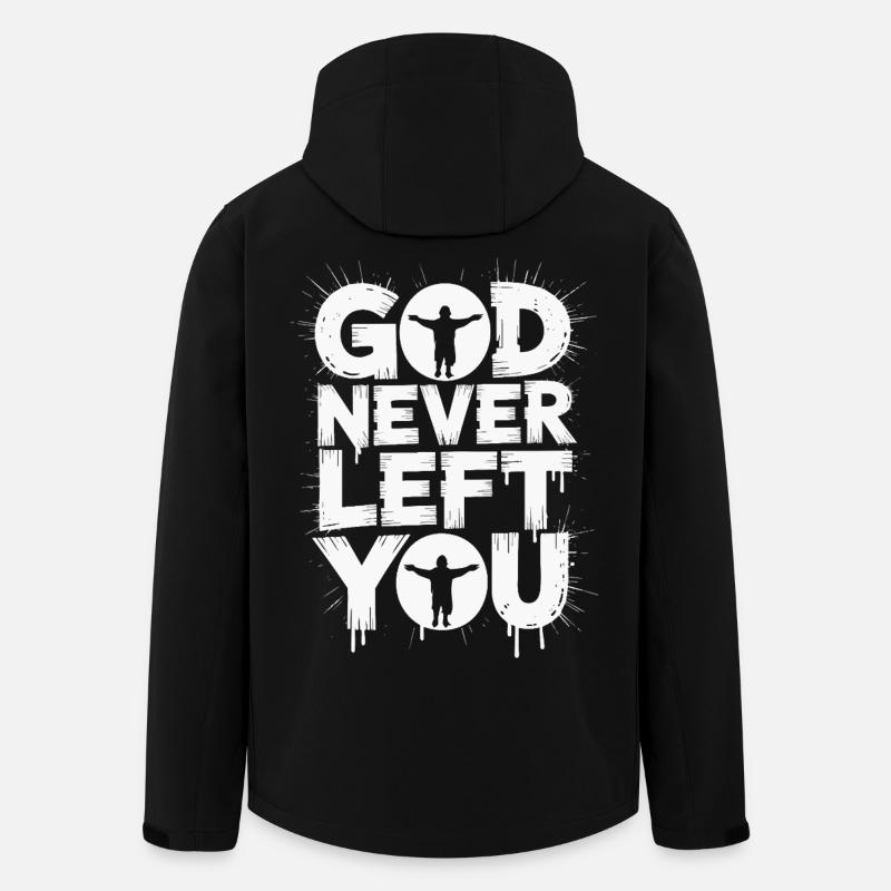 God Never Left You Design - Men’s Recycled Softshell Jacket by Stanley/Stella - black