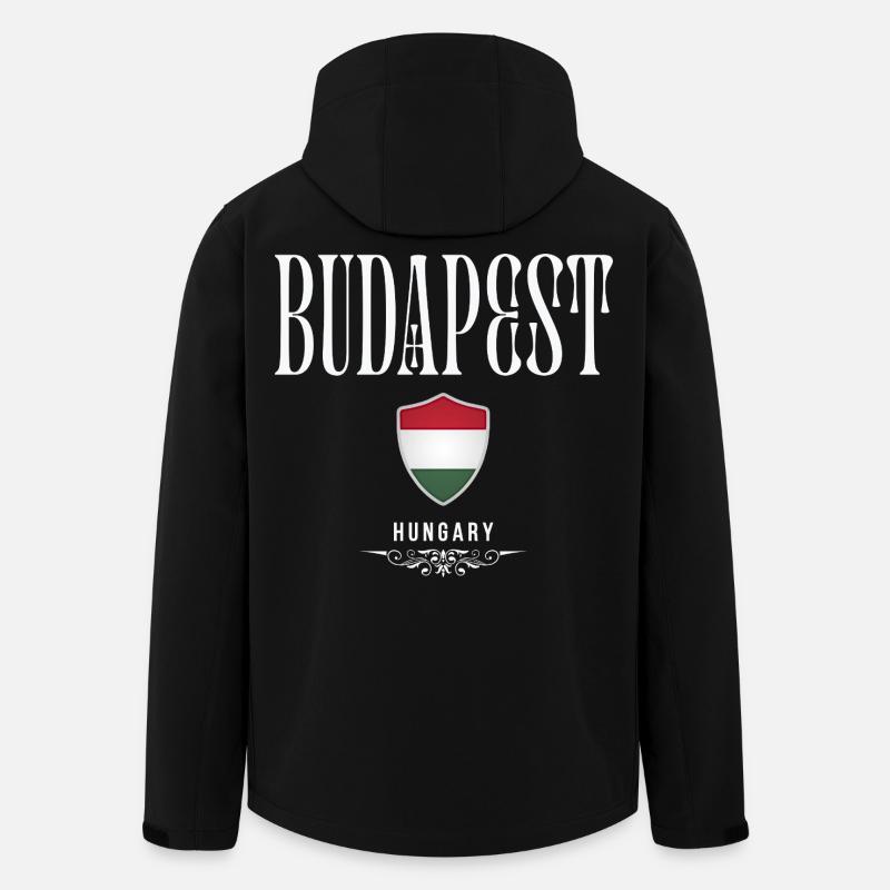 J’aime Budapest, Budapest Hongrie - Veste softshell homme en polyester recyclé Stanley/Stella - noir