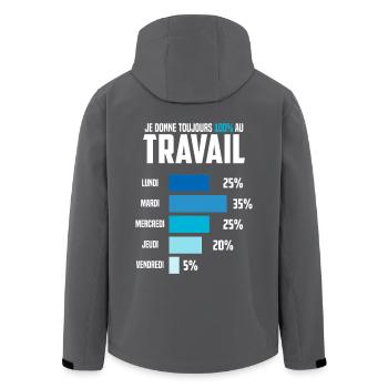 Ich gebe immer 100% für Work Humor Office - Recycelte Männer Softshell-Jacke von Stanley/Stella - Schwarz - Hinten - AI Model Male 185 light (185cm)