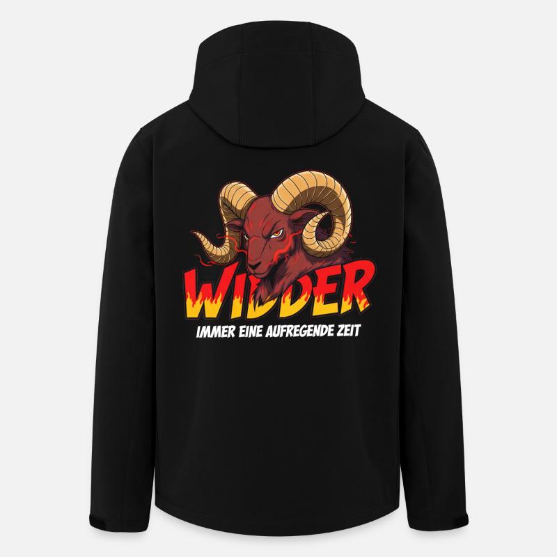 Bélier avec texte de flamme - Veste softshell homme en polyester recyclé Stanley/Stella - noir