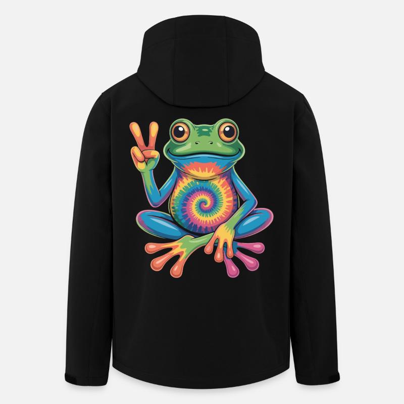 Frosch Hippie Tie-Dye Friedenszeichen - Recycelte Männer Softshell-Jacke von Stanley/Stella - Schwarz