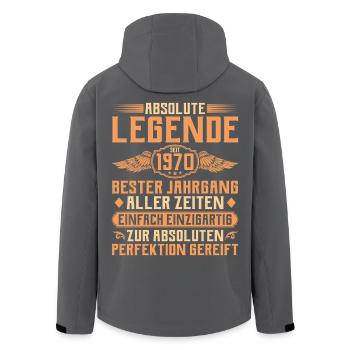 55th birthday - Legend since 1970 - Men’s Recycled Softshell Jacket by Stanley/Stella - black - Back - AI Model Male 185 light (185cm)