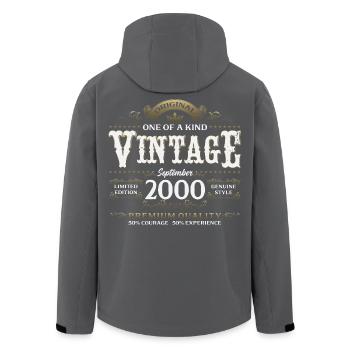 25th Birthday Vintage September 2000 - Men’s Recycled Softshell Jacket by Stanley/Stella - anthracite - Back - AI Model Male 185 light (185cm)