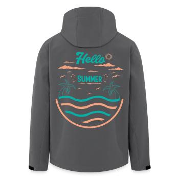 Sommerliches Palmen Strand Design - Recycelte Männer Softshell-Jacke von Stanley/Stella - Schwarz - Hinten - AI Model Male 185 light (185cm)