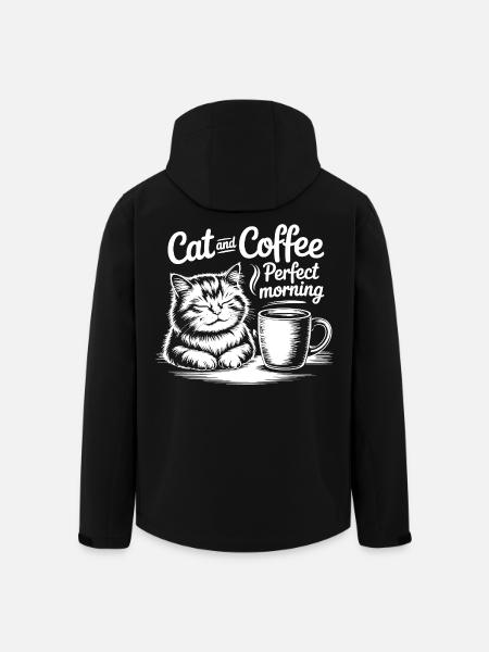 Katzenliebe und Kaffeegenuss - Recycelte Männer Softshell-Jacke von Stanley/Stella - Schwarz