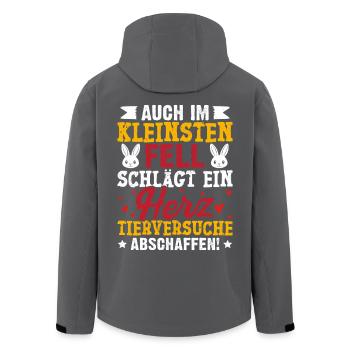 Tierschutz AUCH IM KLEINSTEN FELL SCHLÄGT EIN HERZ - Recycelte Männer Softshell-Jacke von Stanley/Stella - Schwarz - Hinten - AI Model Male 185 light (185cm)